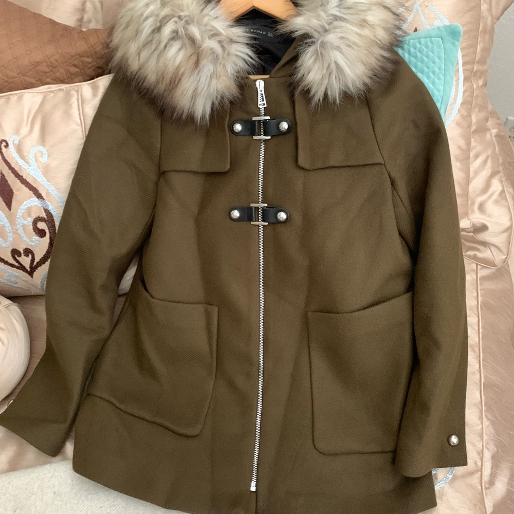 Zara Wool Fur Hooded Jacket - Picture 6 of 14
